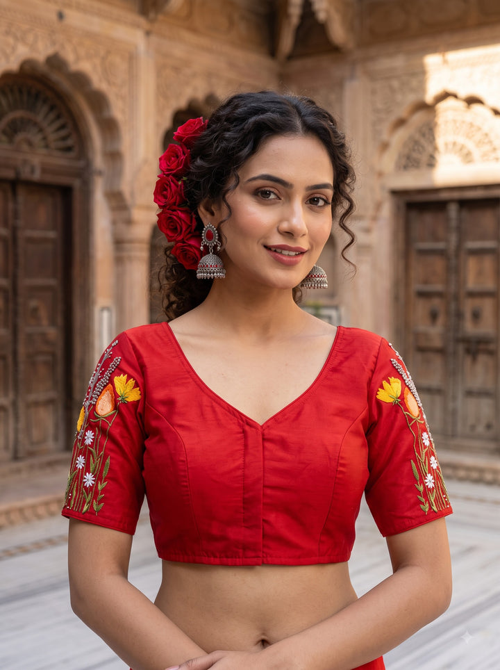 Gilded Garden Vichitra Silk Blouse
