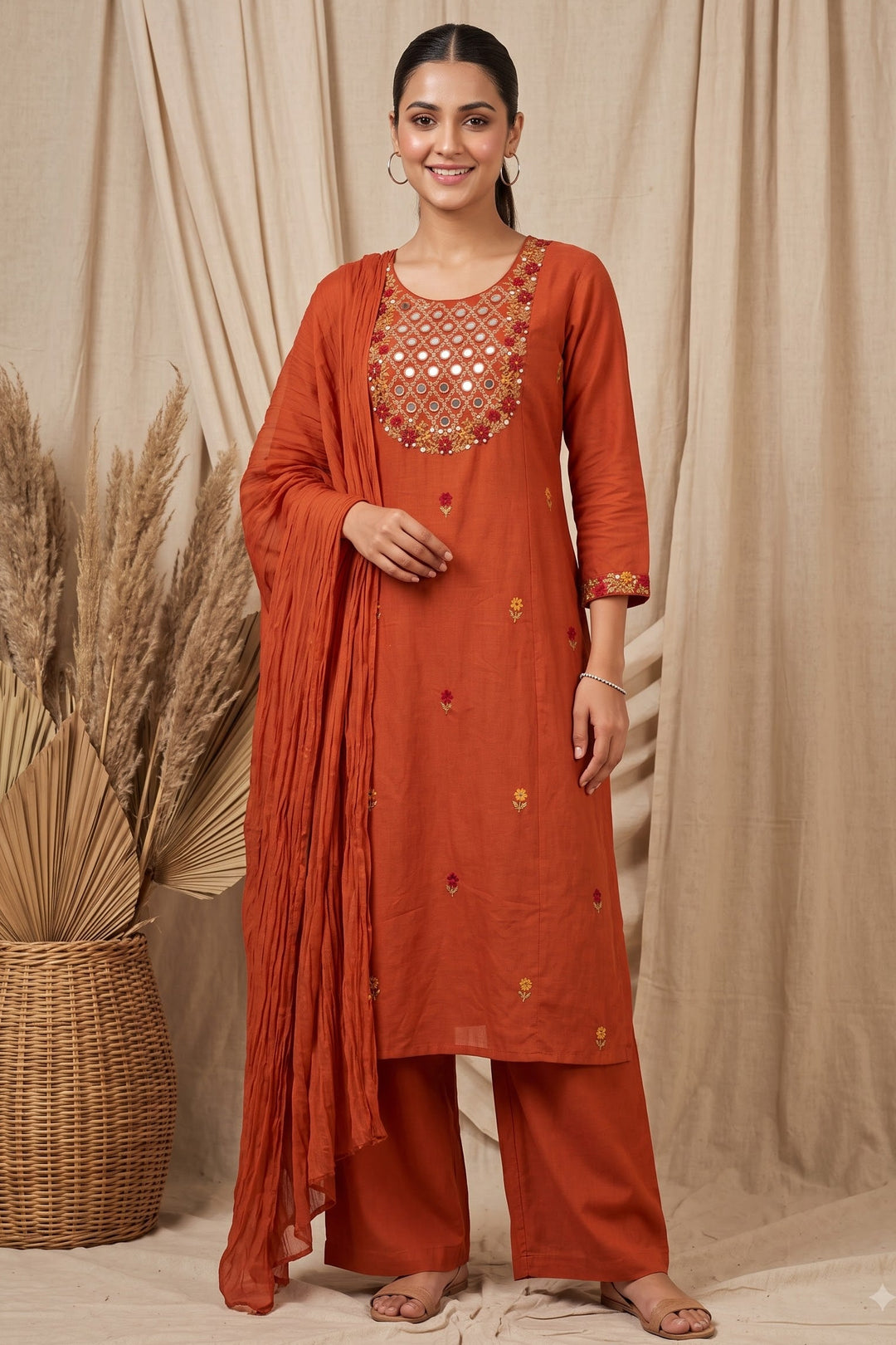 The Desi Crush Cotton Kurti Set
