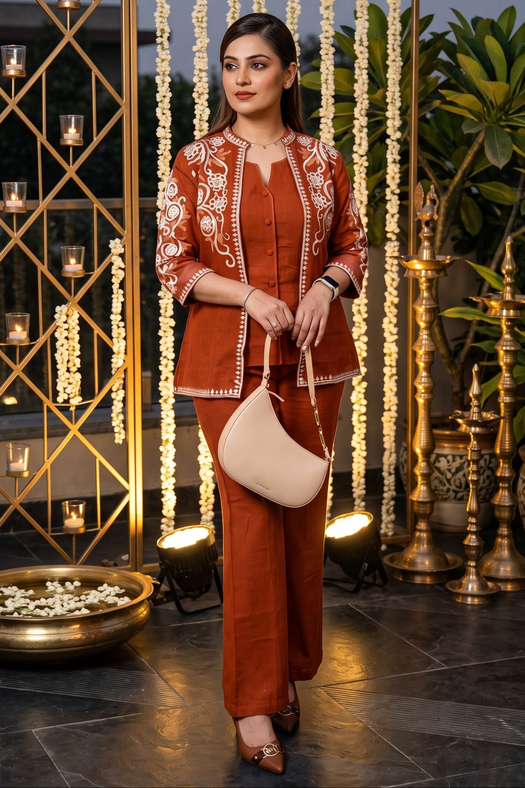 Love at First Look – Embroidered Cotton Jacket Style Co-ord Set
