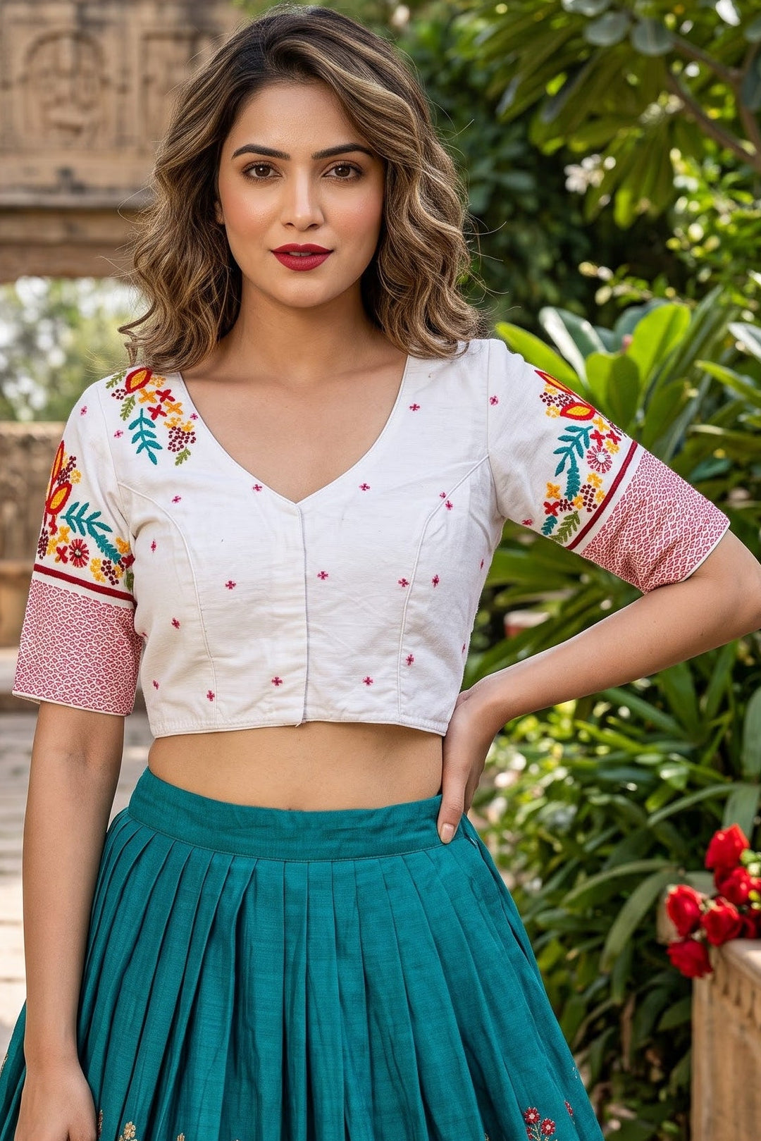 Aarohi Floral Glam Cotton  Blouse