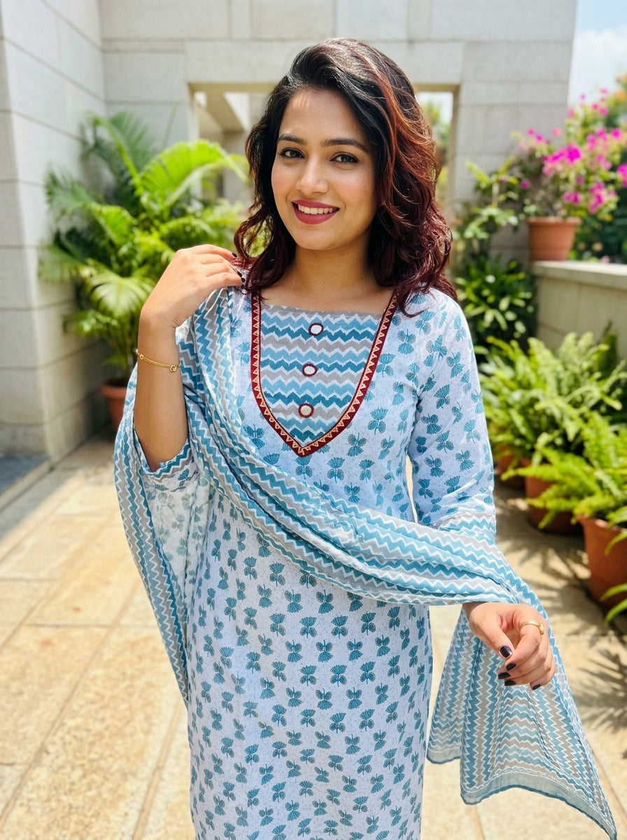 Cloud Wave  Kurti Set