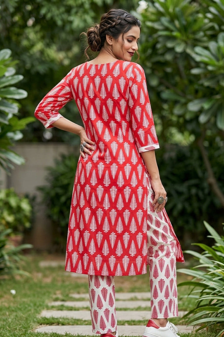 Summer Flora Cotton  Kurti Set