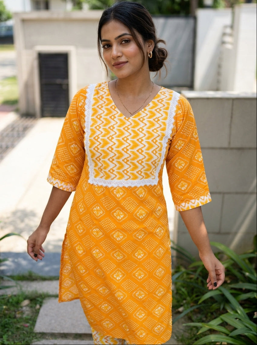 Mishka Threads Cotton  Kurti Set