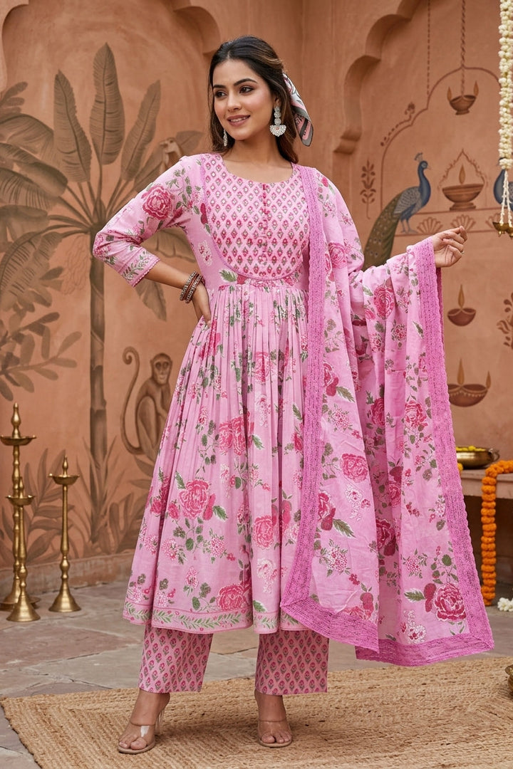 Petal Paradise Cotton Suit Set