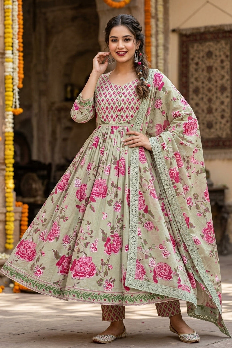 Petal Paradise Cotton Suit Set
