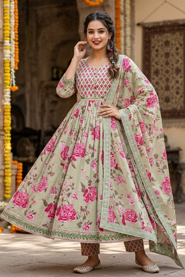 Petal Paradise Cotton Suit Set