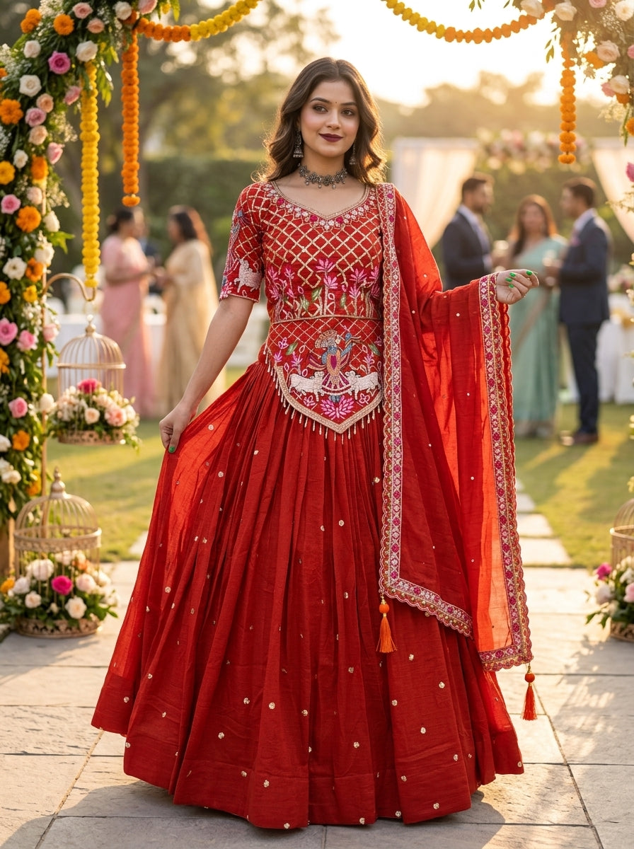 Flame of Grace Silk Lehenga