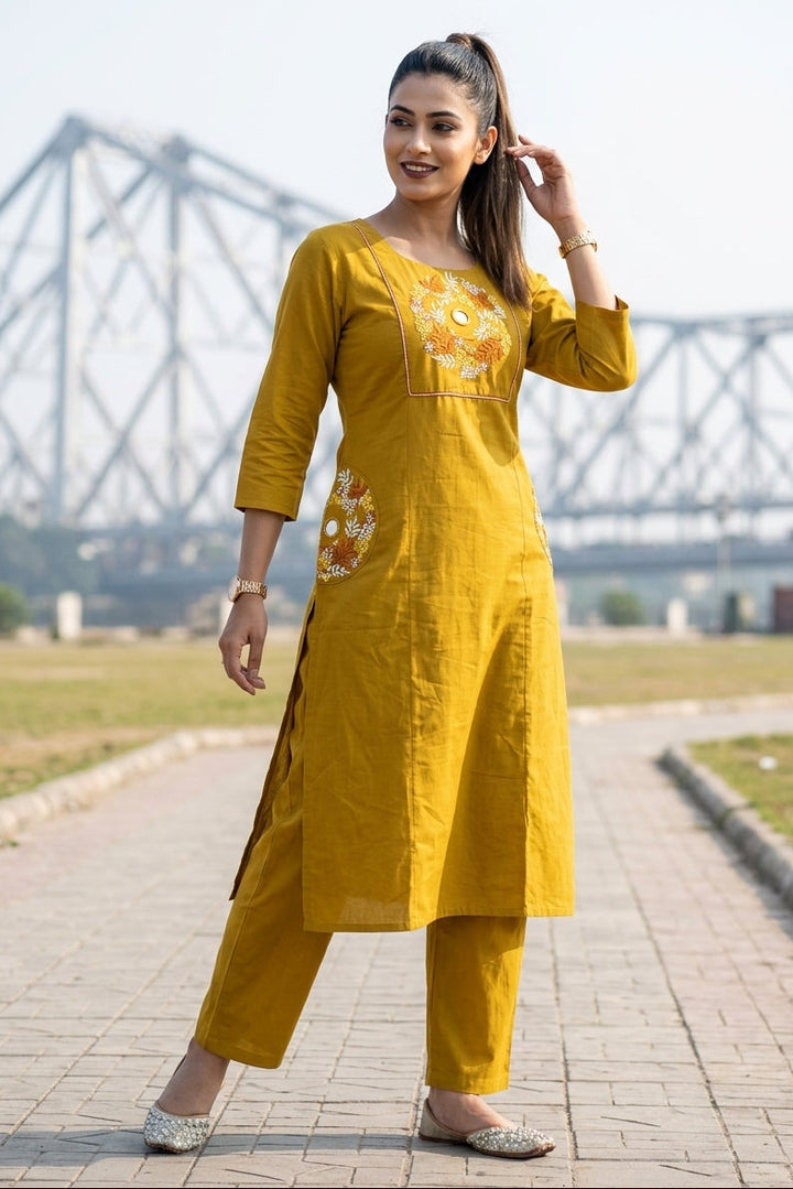 Floral Eclipse Cotton  Kurti Set