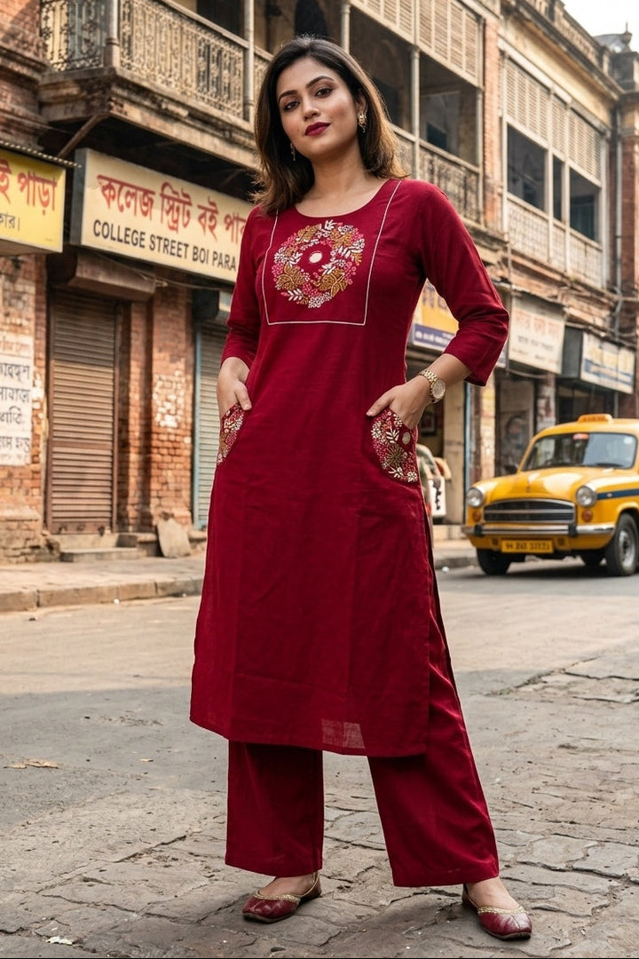 Floral Eclipse Cotton  Kurti Set