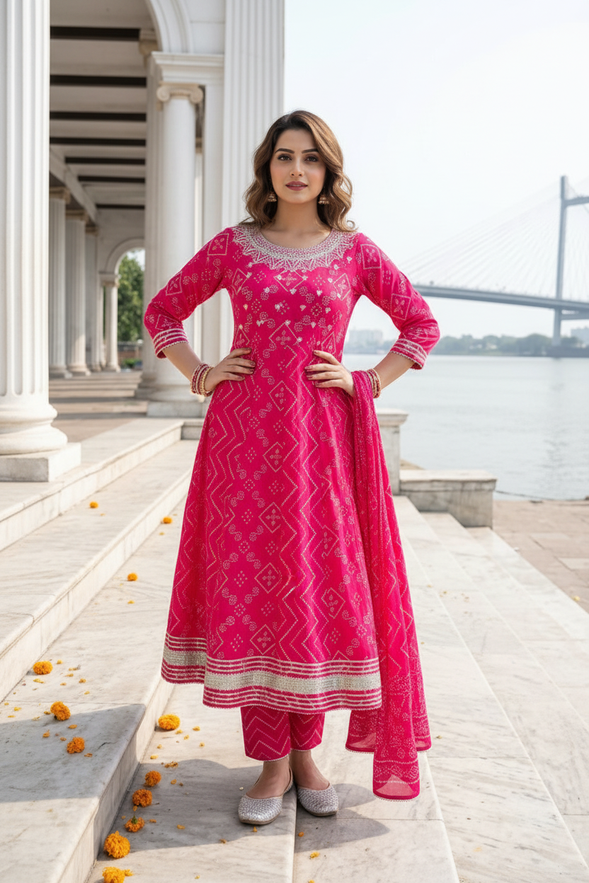 Royal Charm-Anarkali Kurti Set