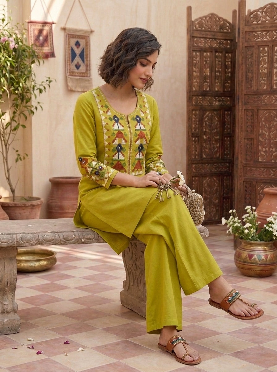 Celestial Charm Cotton Kurti Set