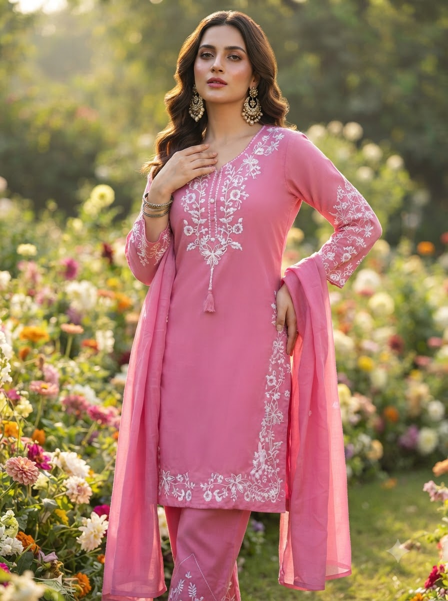 Pretty Petal Cotton Kurti Set