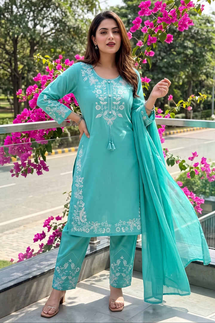 Pretty Petal Cotton Kurti Set