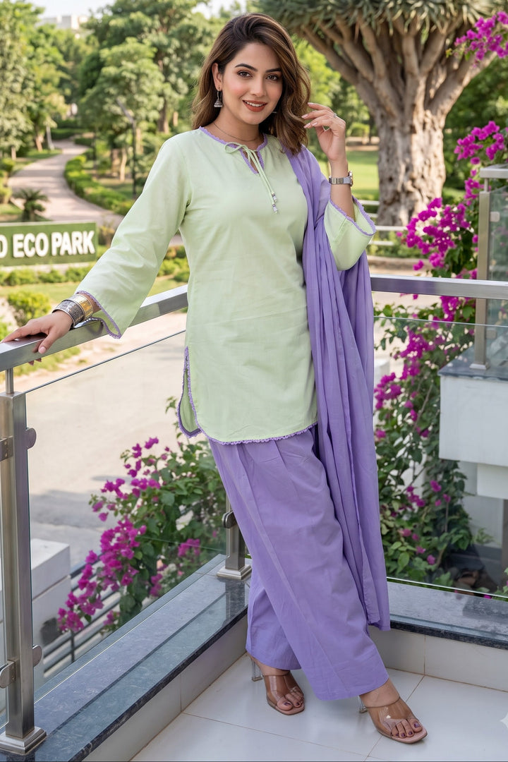 Regal Plum Cotton Kurti Set