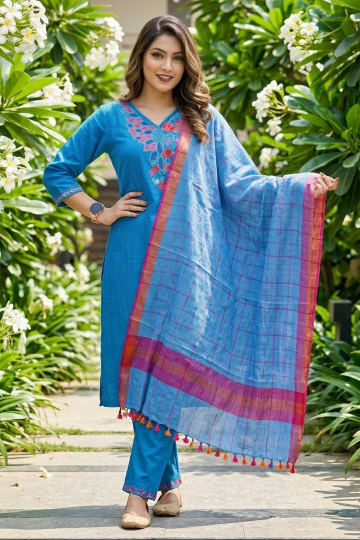 Blue Love- Cotton Kurti Set