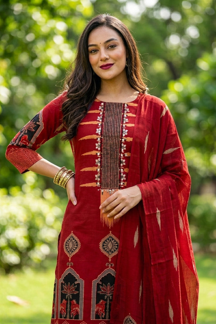 Rang Rush Ethnic Cotton Kurti Set
