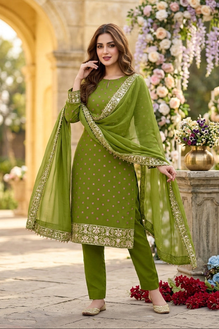 Lucky Charm Georgette Silk Kurti Set
