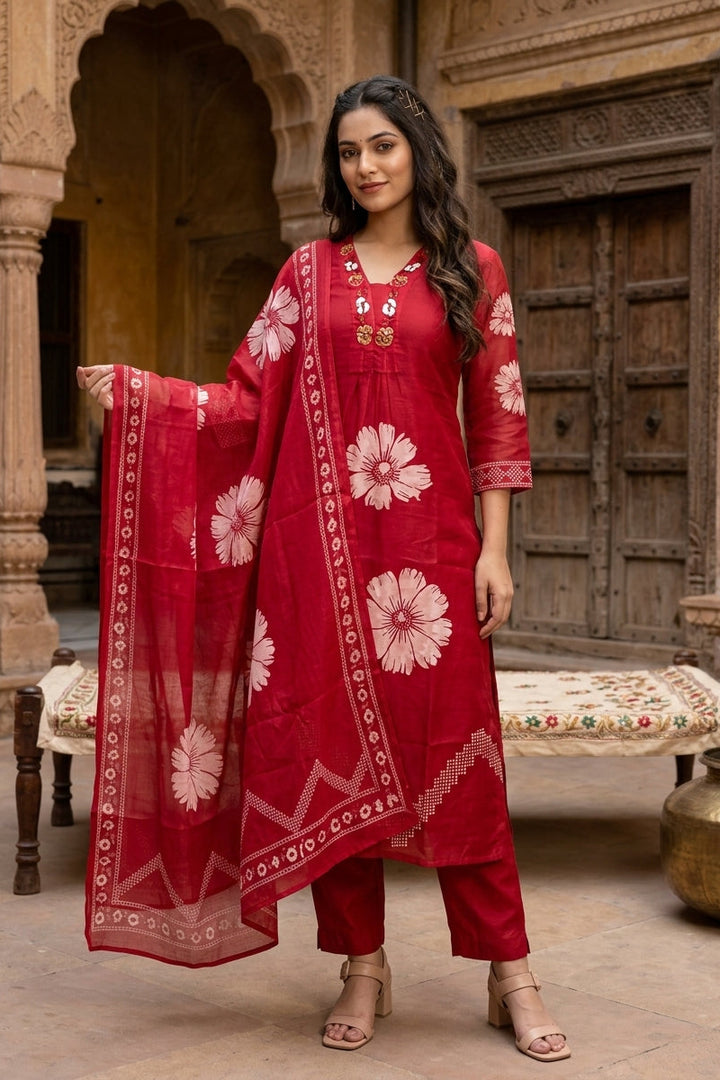 Splash Of Petal Cotton Kurti Set