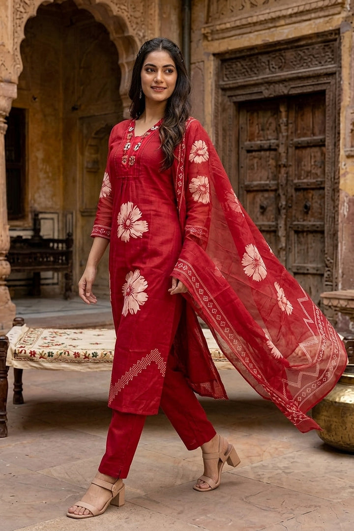 Splash Of Petal Cotton Kurti Set