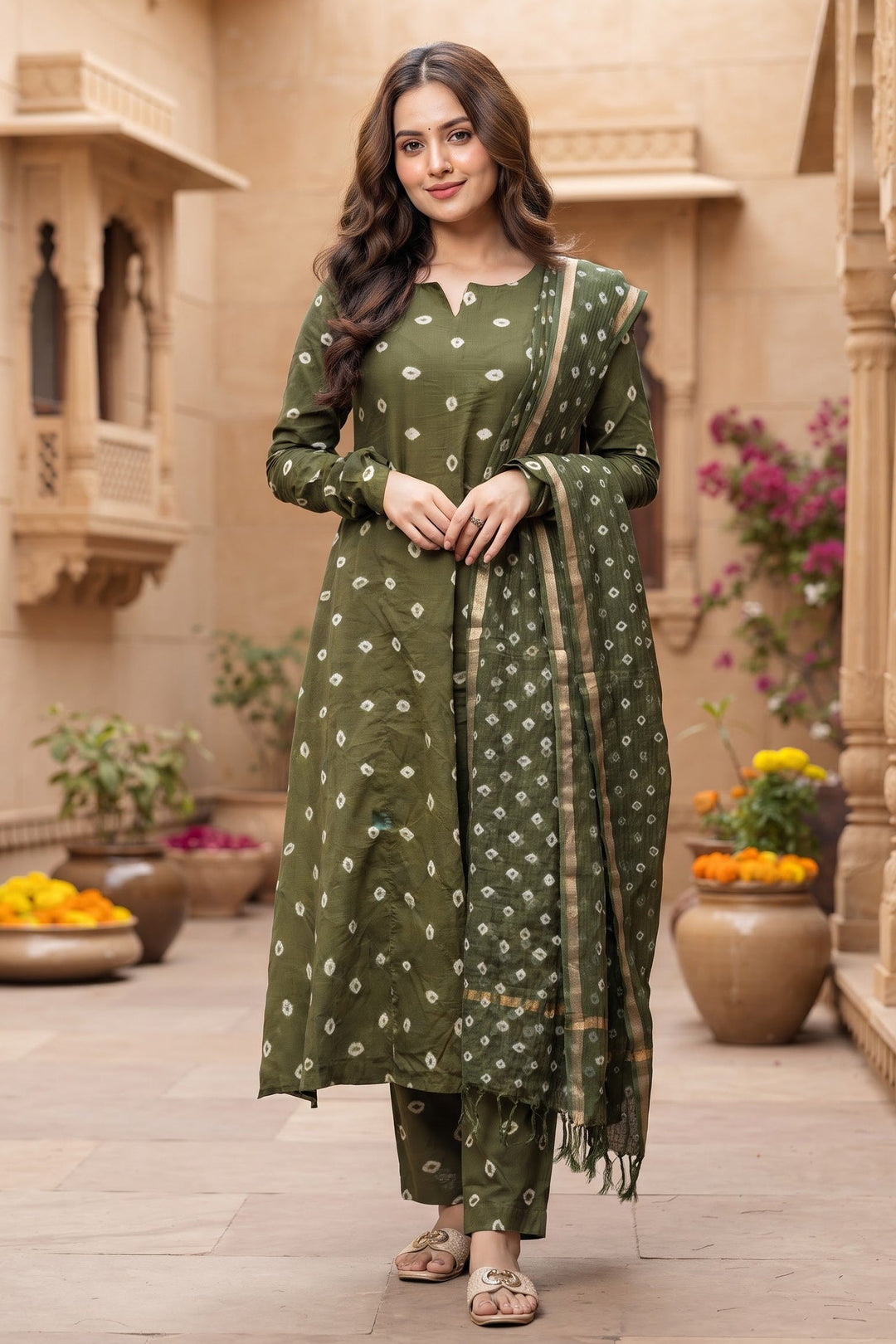 Be My Bandhani Kota Doriya Cotton Kurti Set
