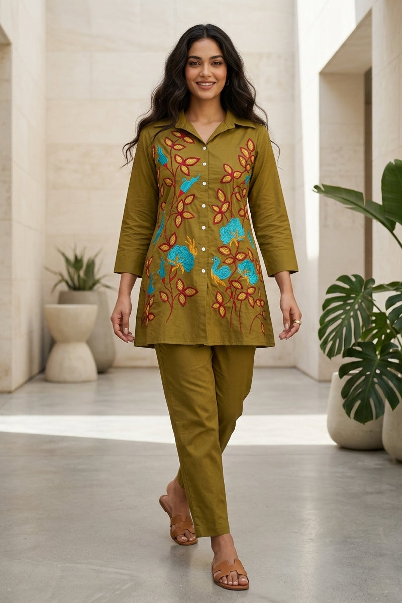 Perfectly Embroidered- Cotton Coord Set