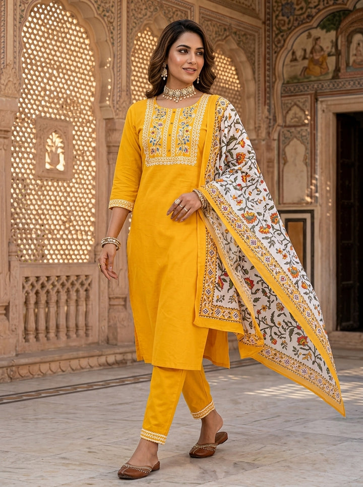 Julia Rosa - A Yellow Jaipur Kurti Set