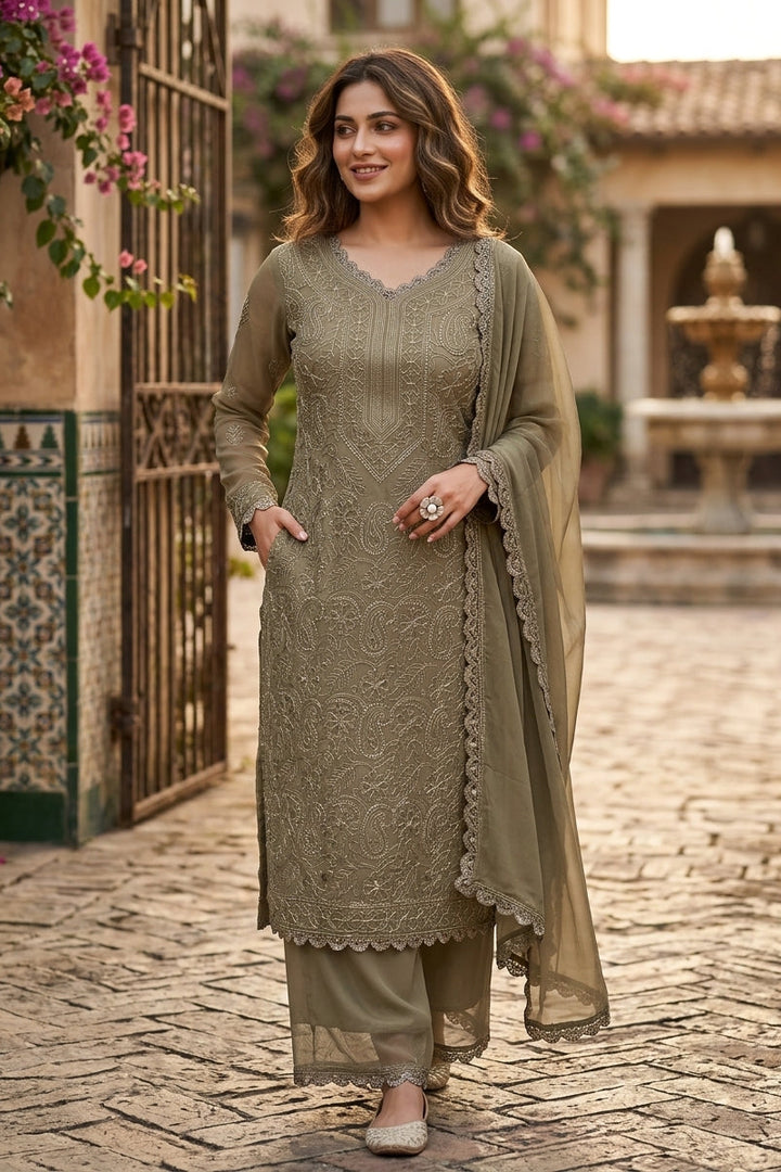 Falling In Love- Georgette Kurti Set