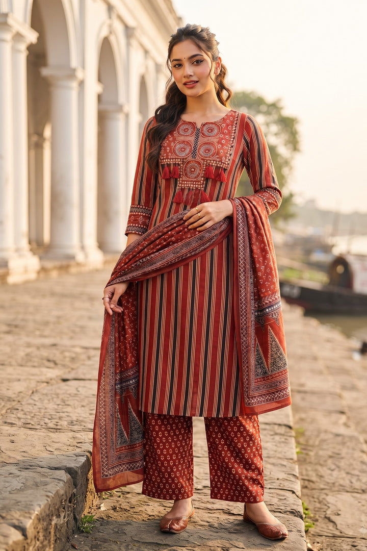Kutchi print Cotton Kurti Set