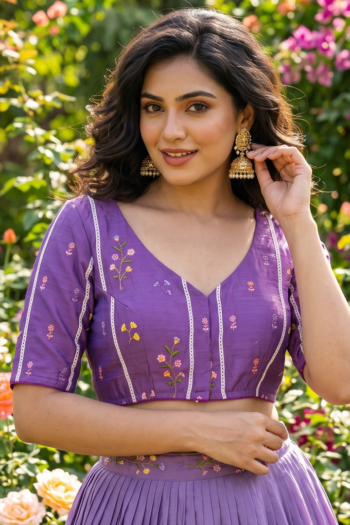 Eden Blossom Chanderi Silk Embroidered Blouse