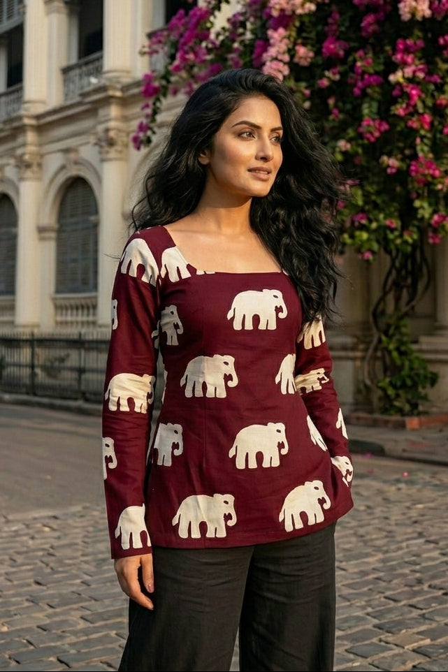 Poetry of Petals Printed Rayon Top