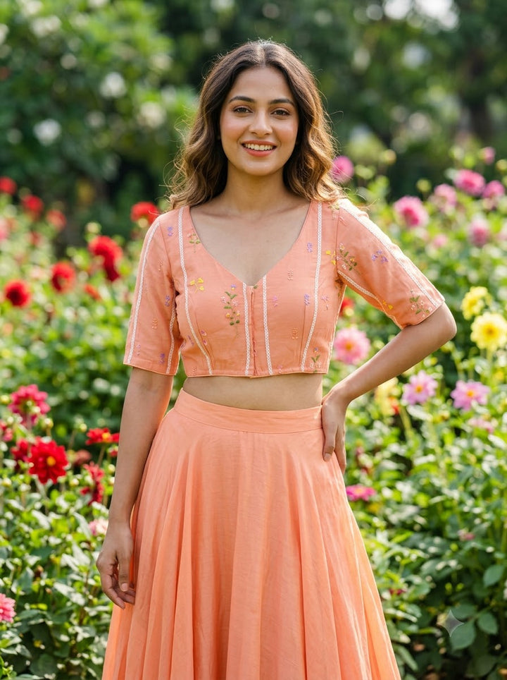 Eden Blossom Chanderi Silk Embroidered Blouse