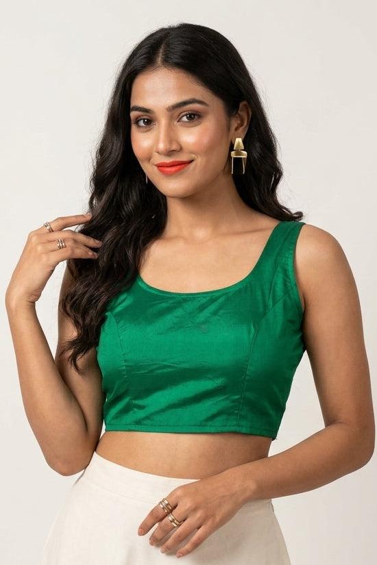 Mayura Green Solid Colour Blouse