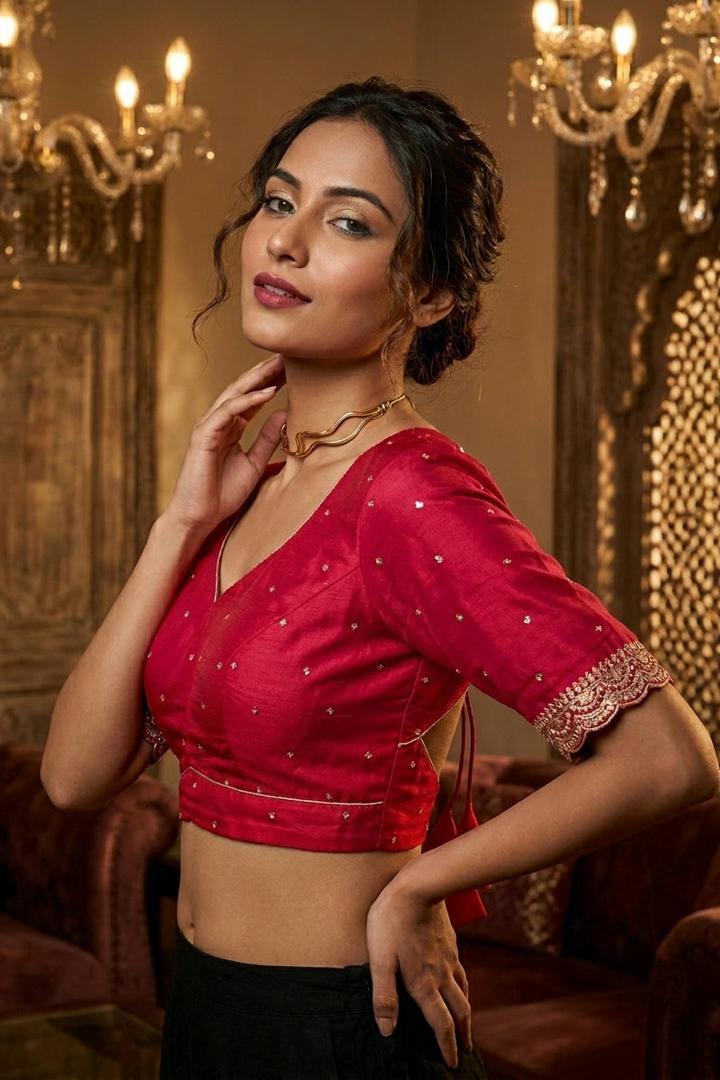 Gulabi Glam Fancy Silk Blouse