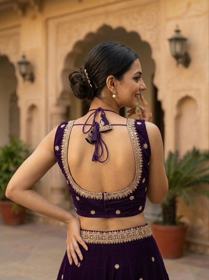 The Royal Orchid Designer Vichitra Silk Blouse
