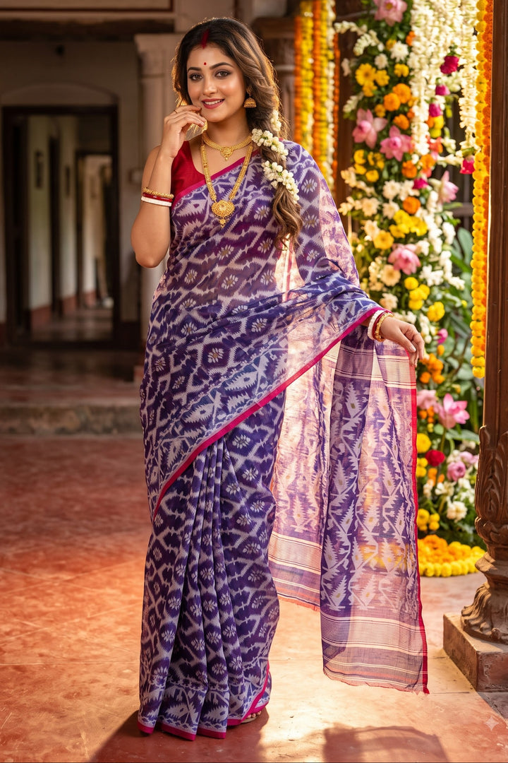 Neel Komol ( নীল কমল )Bengal Jamdani Saree