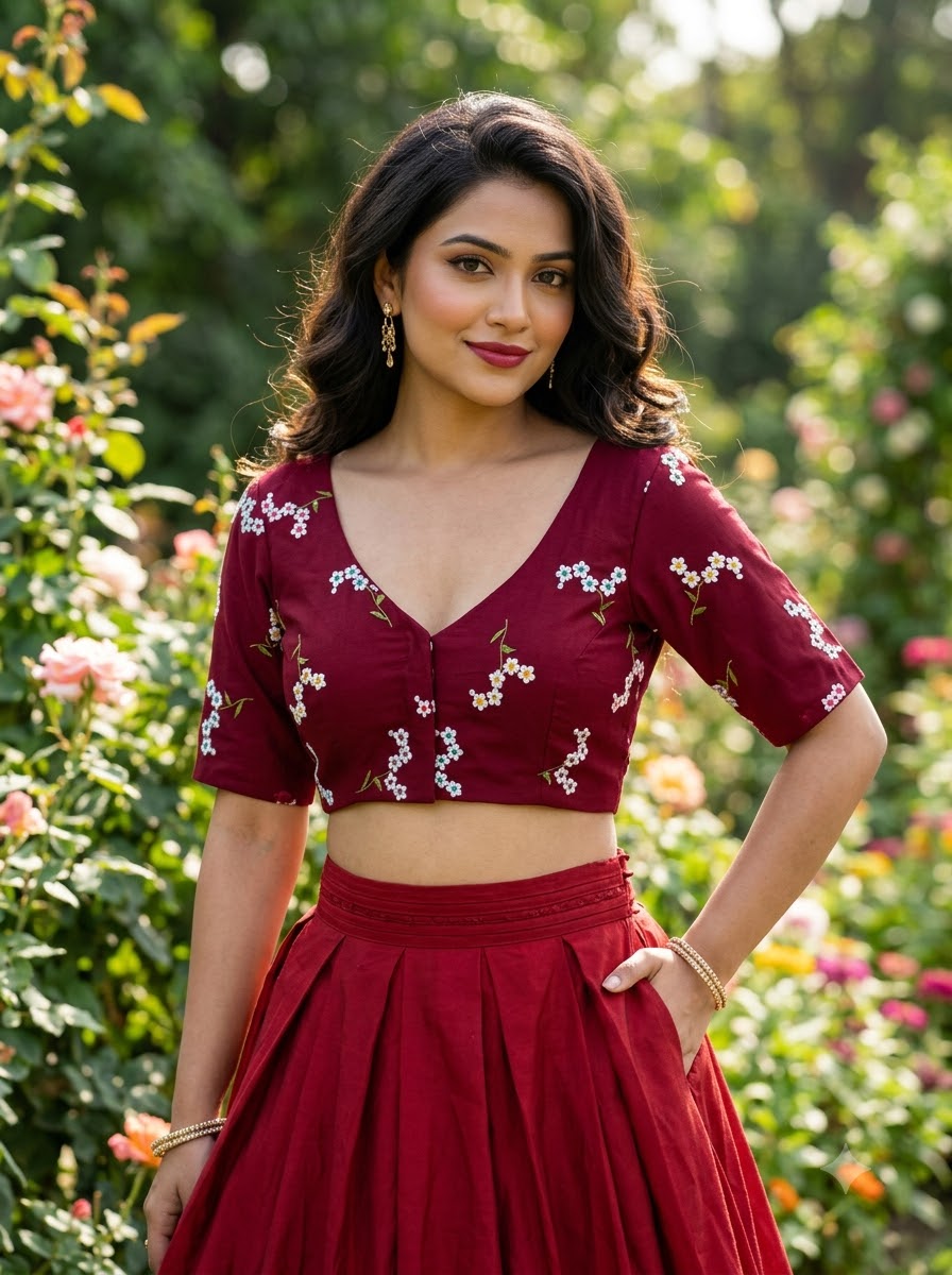 Blossom  Comes Alive Chanderi Silk Embroidered Blouse
