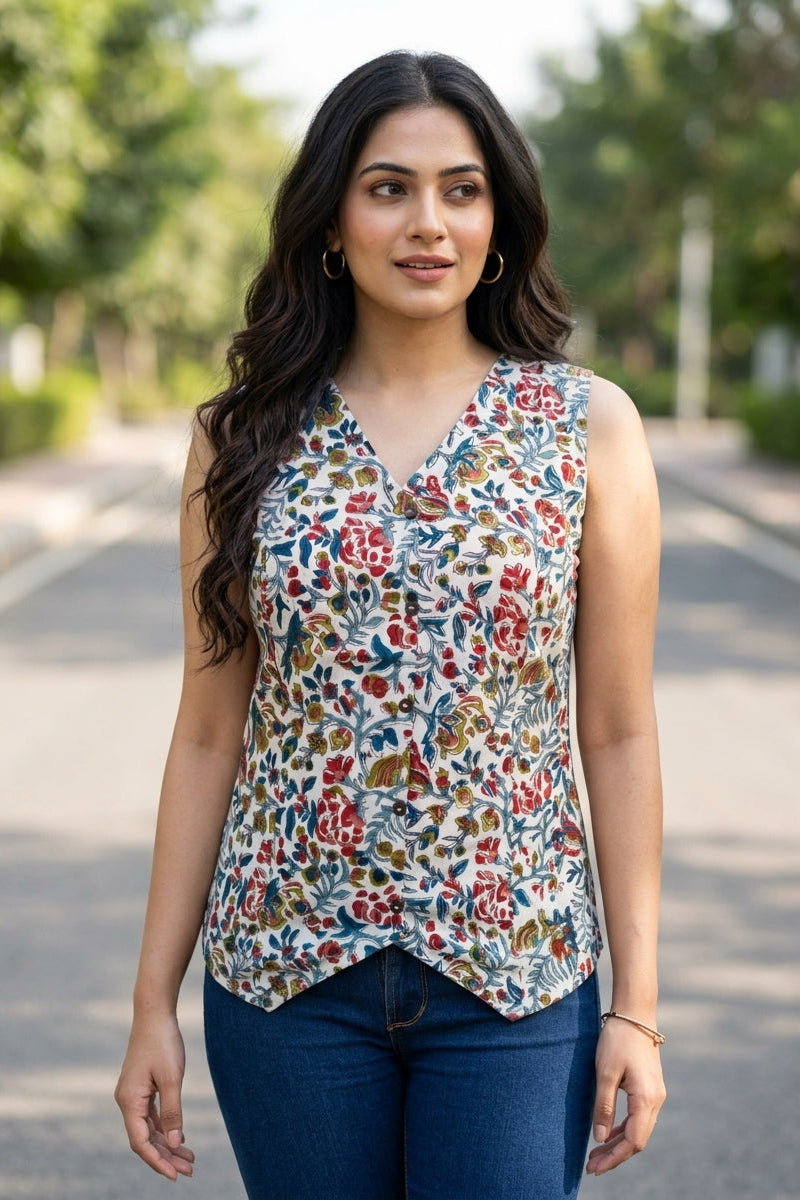 Smart Tee- Sustainable Block Print Ethnic Top