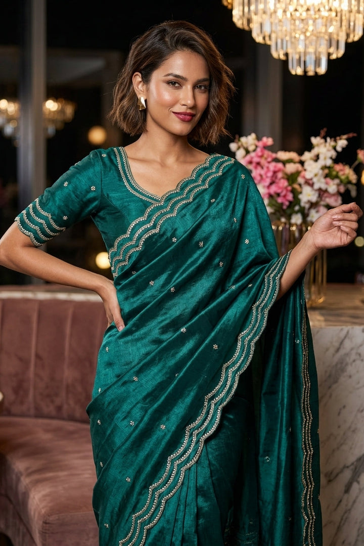 Ethnic Spiral Fancy Silk Saree