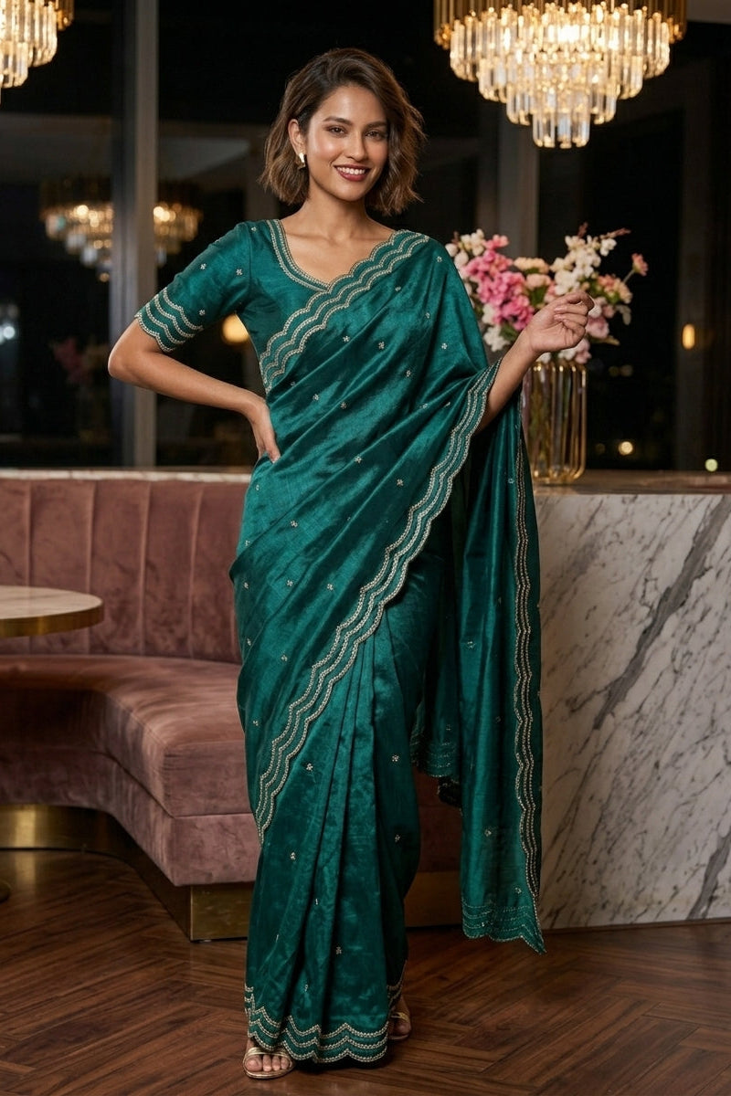 Ethnic Spiral Fancy Silk Saree