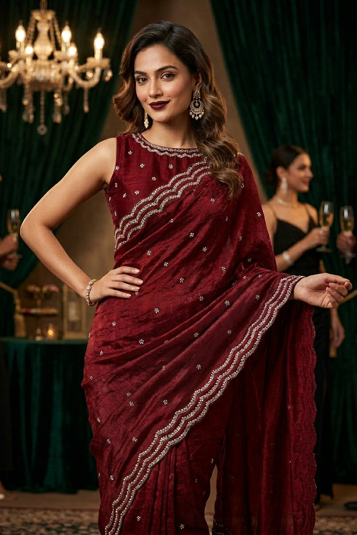 Ethnic Spiral Fancy Silk Saree