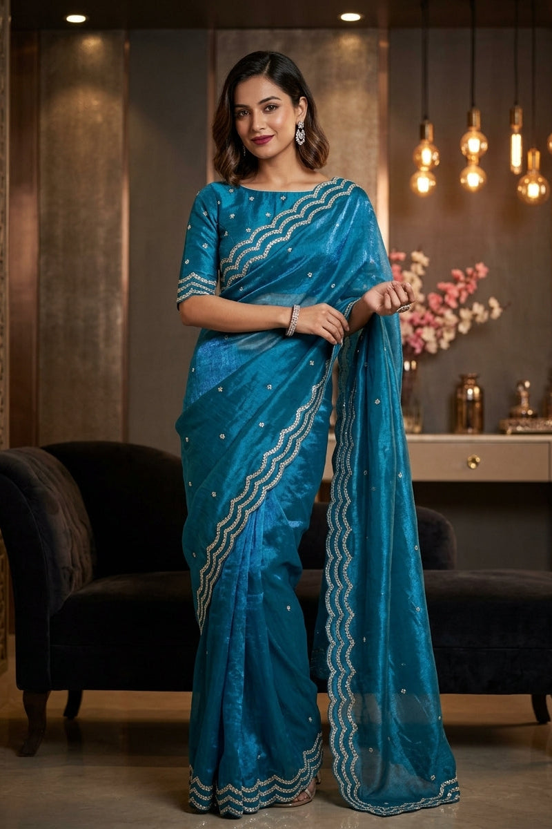 Ethnic Spiral Fancy Silk Saree
