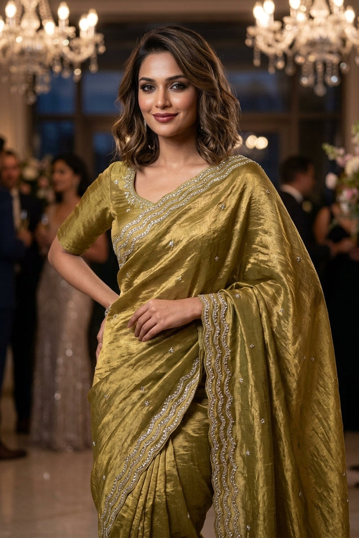 Ethnic Spiral Fancy Silk Saree
