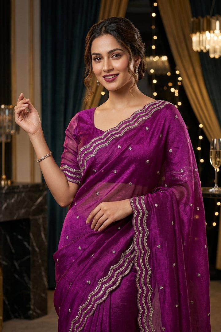 Ethnic Spiral Fancy Silk Saree