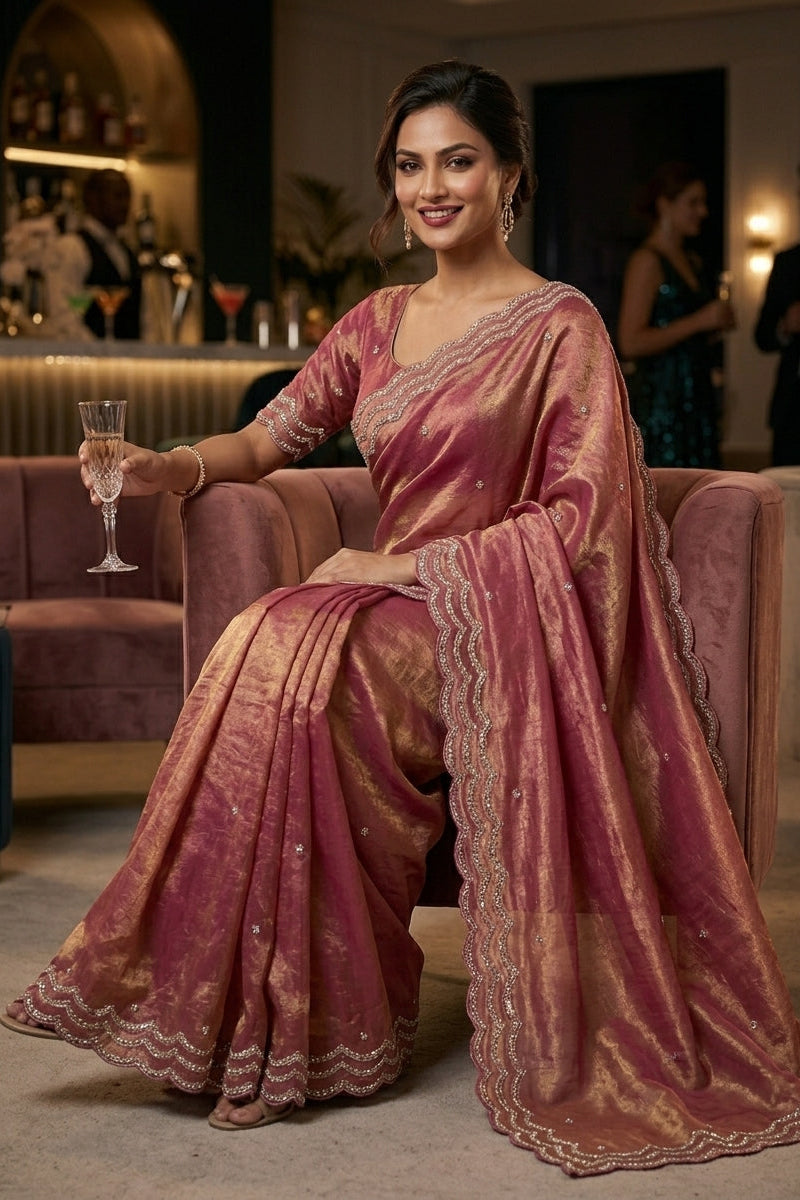 Ethnic Spiral Fancy Silk Saree