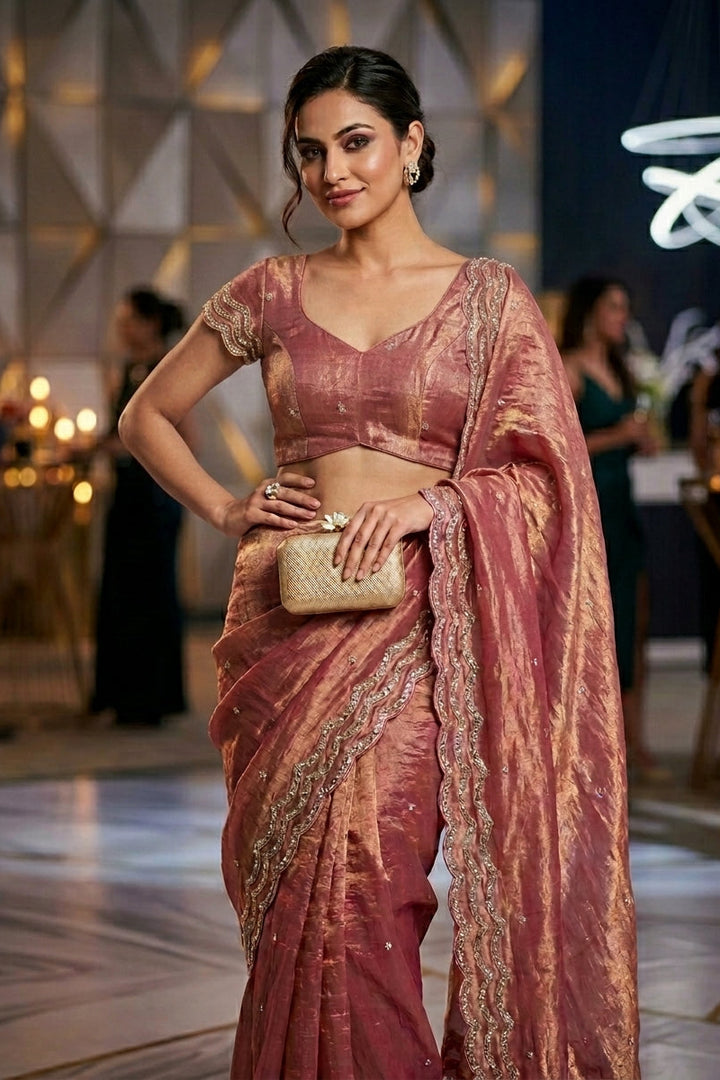 Ethnic Spiral Fancy Silk Saree