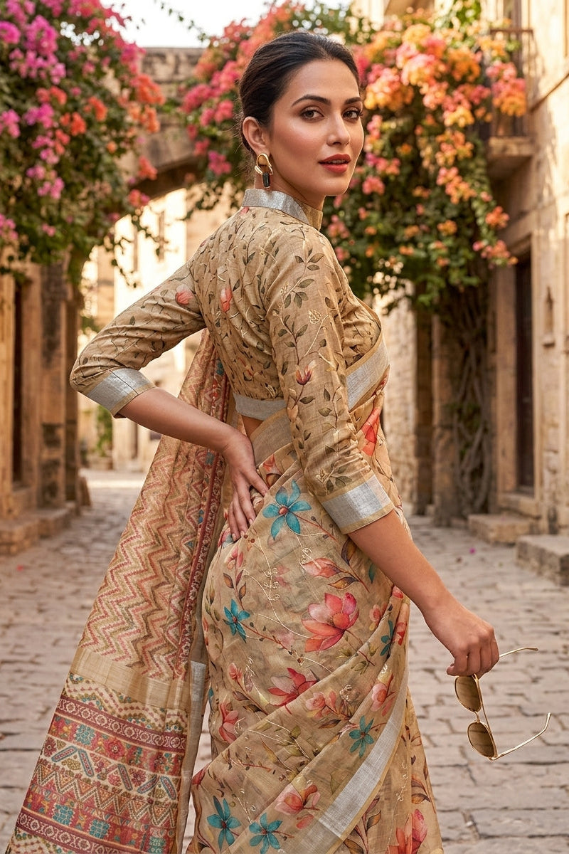 Rang Canvas Fancy Linen Saree