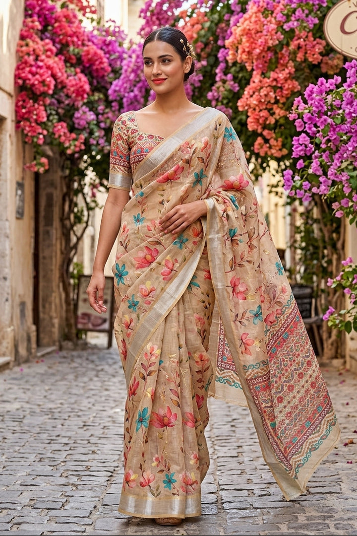 Rang Canvas Fancy Linen Saree
