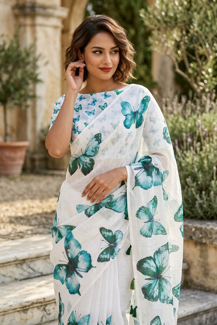 Color Wings Linen Saree
