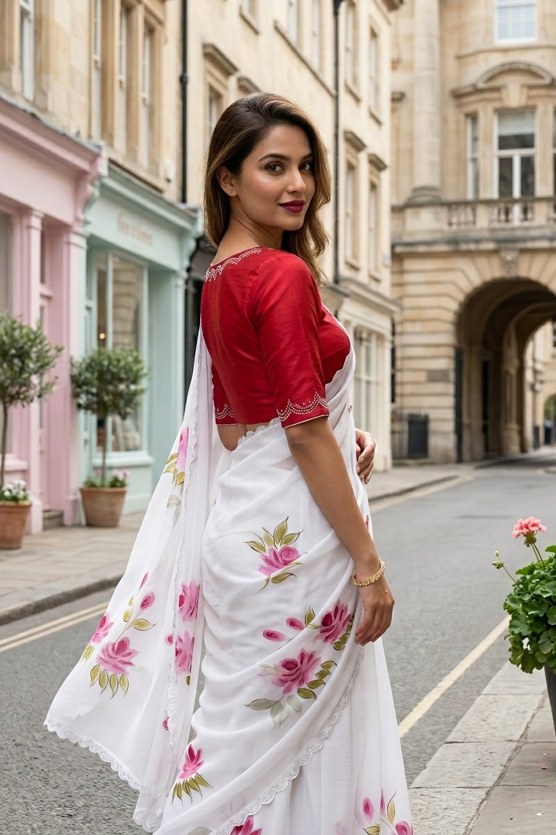 Crush in Lotus Georgette Silk Saree
