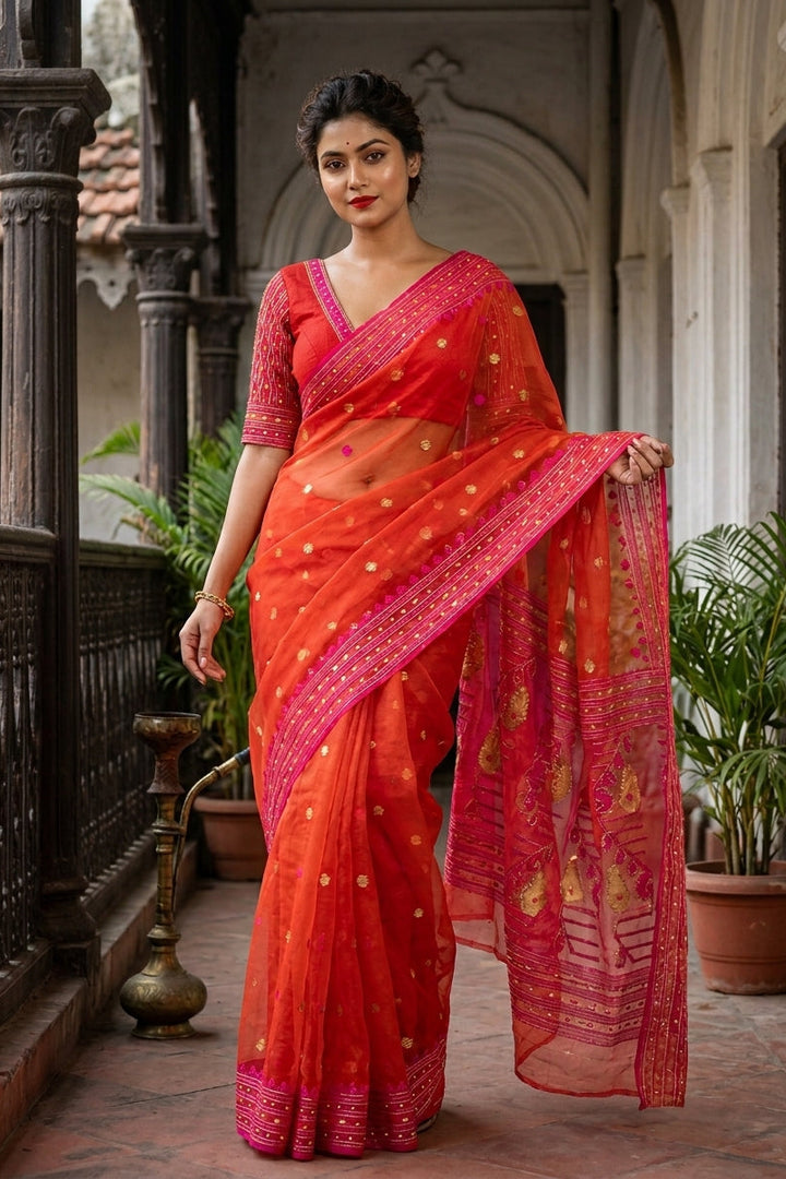 Swarnalekha Dhakai Jamdani Saree